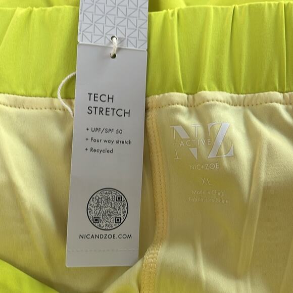 NIC+ZOE Tech Stretch Faux Wrap Skort in Tennis Ball Green Size XL - Picture 3 of 5